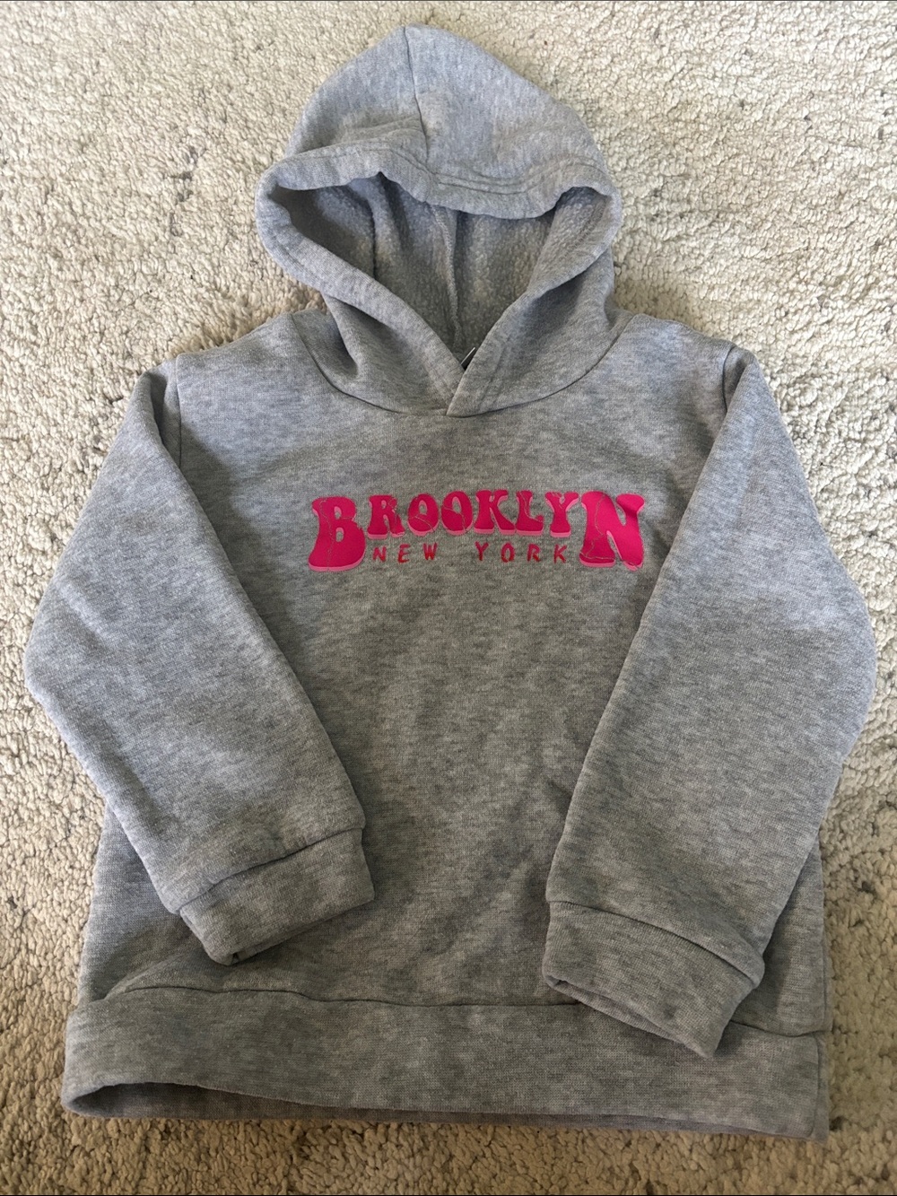 Brooklyn New York Girls Size 4Y Grey And Pink Hooded Sweatshirt